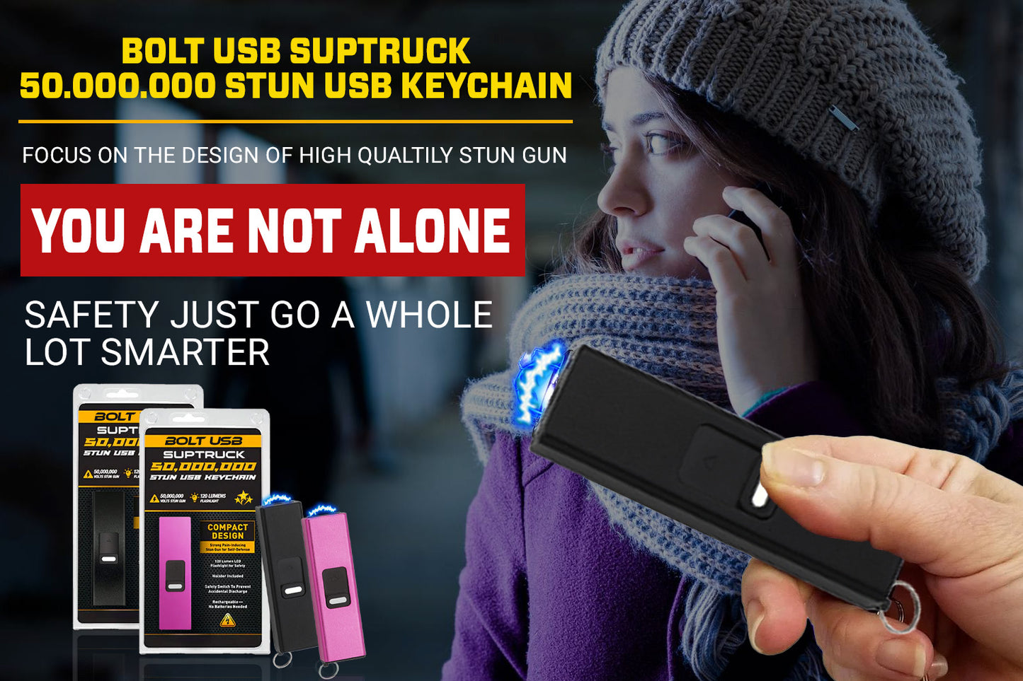 💥 2025 Mega Sale 70% OFF ️🔥 BoltUSB 50M Volts Stun USB Keychain ⚡ Hi-Tech - Smart Defend
