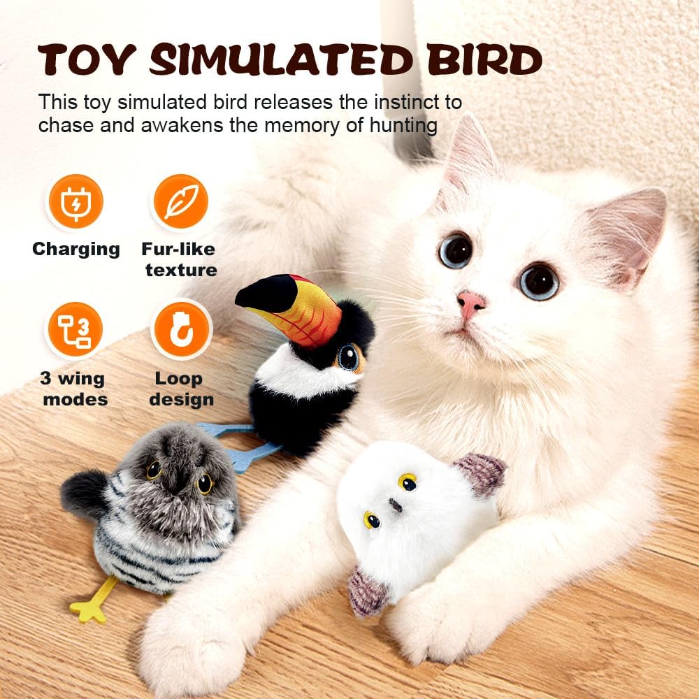 2025 Upgrade Interactive Flapping & Chirping Bird Cat Toy