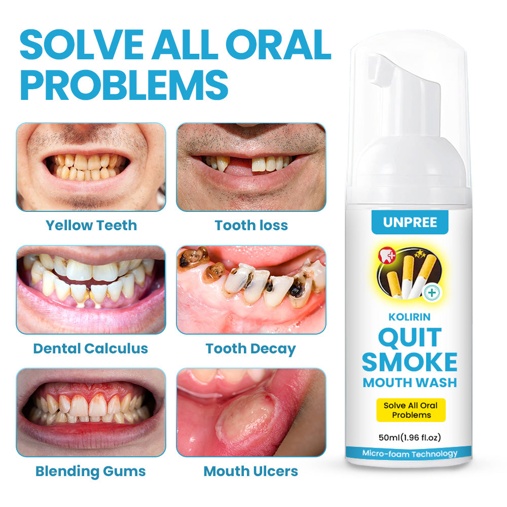 🎉 2025 Limited 70% OFF ️🔥 UNPREE™ Kolirin QuitSmoke Mouthwash - Solve All Oral Problems