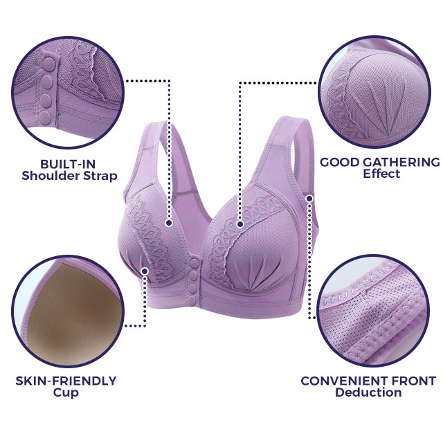 Skin-Friendly Front Button Anti-Sagging Cotton Bra