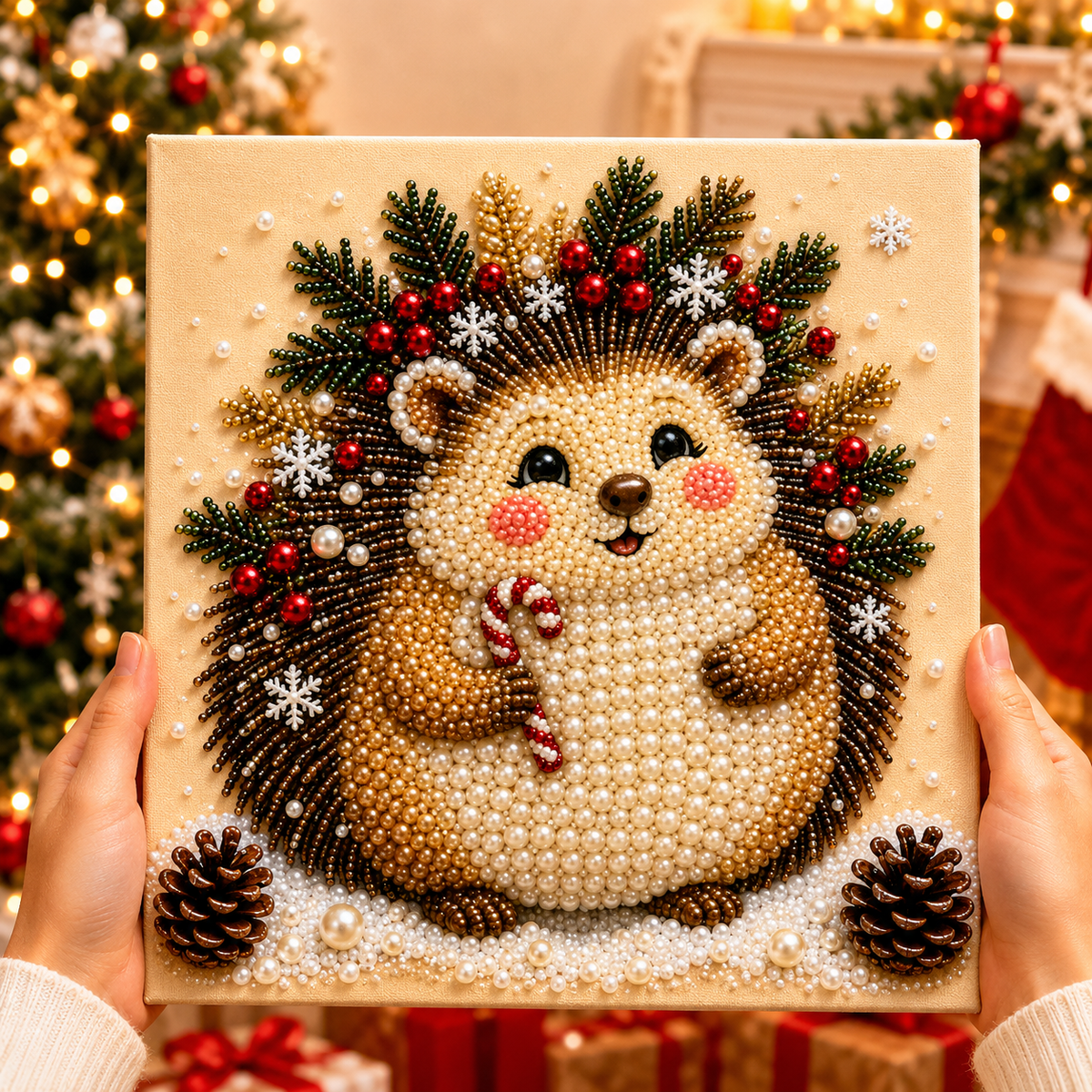🔥 XMAS PRE-SALE SPECIAL 70% OFF 🔥 Christmas Pearl Pals DIY Art Kit – 6 Adorable Festive Animal Designs, 3D Pearl Beaded Craft