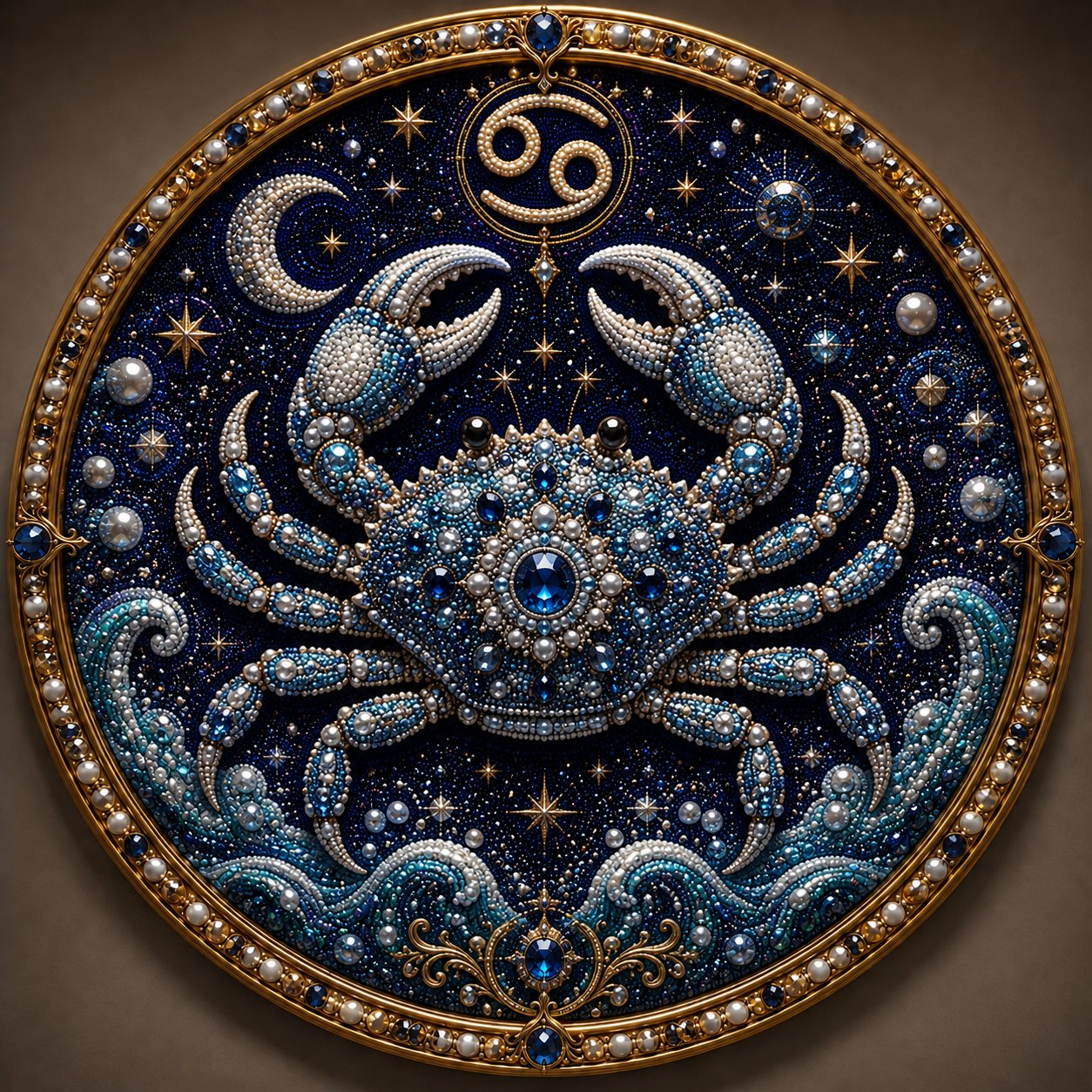 🔥 HOLIDAY SALE 70% OFF ♈ Premium 3D Pearl 12 Zodiac Signs Art Kit | Luxury Flocked Canvas with Fade-Resistant Pearl Beads ♈🌙