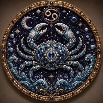 🔥 HOLIDAY SALE 70% OFF ♈ Premium 3D Pearl 12 Zodiac Signs Art Kit | Luxury Flocked Canvas with Fade-Resistant Pearl Beads ♈🌙