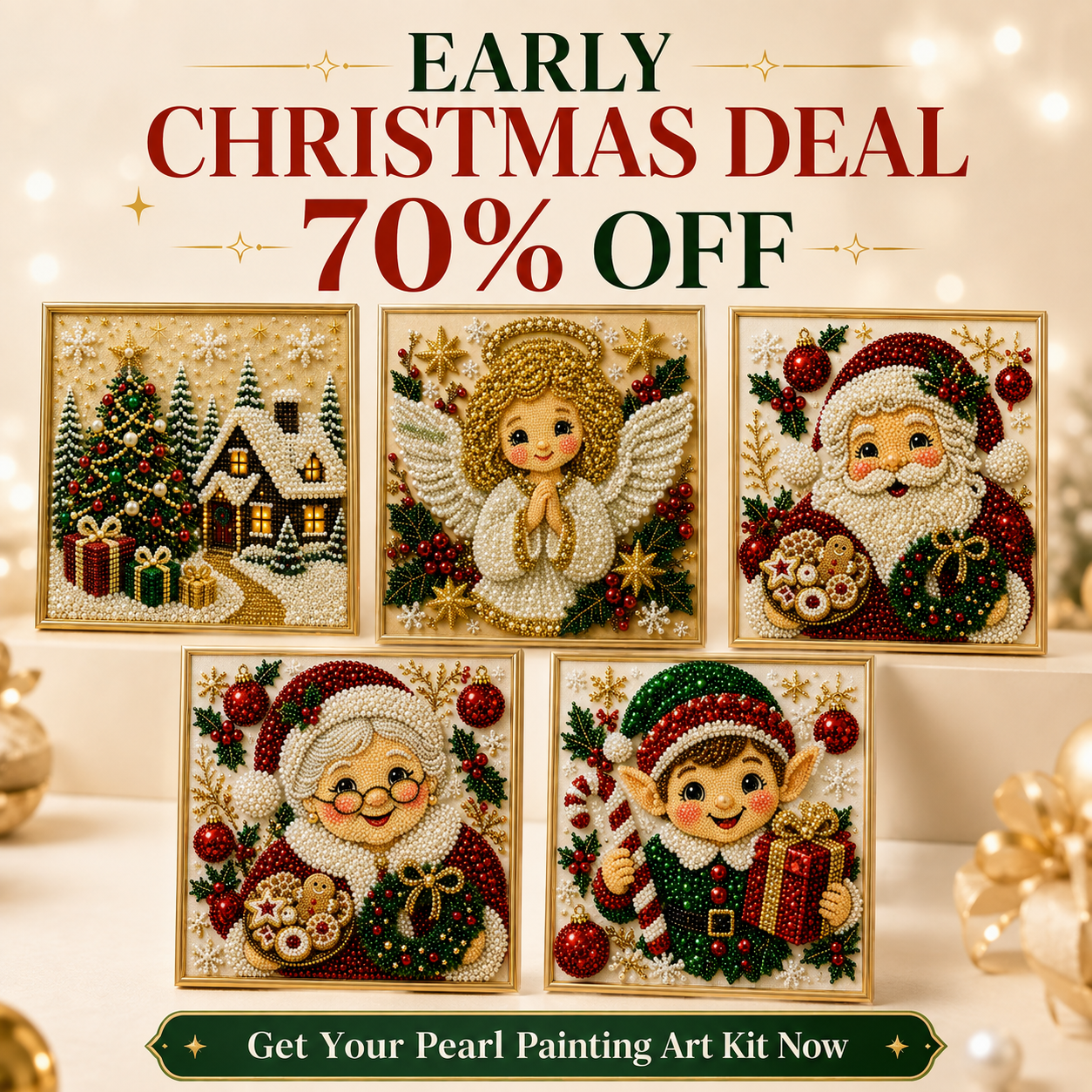 🔥 EARLY CHRISTMAS DEAL 70% OFF 🎄Pearlie Christmas DIY Diamond Pearl Painting Art Kit