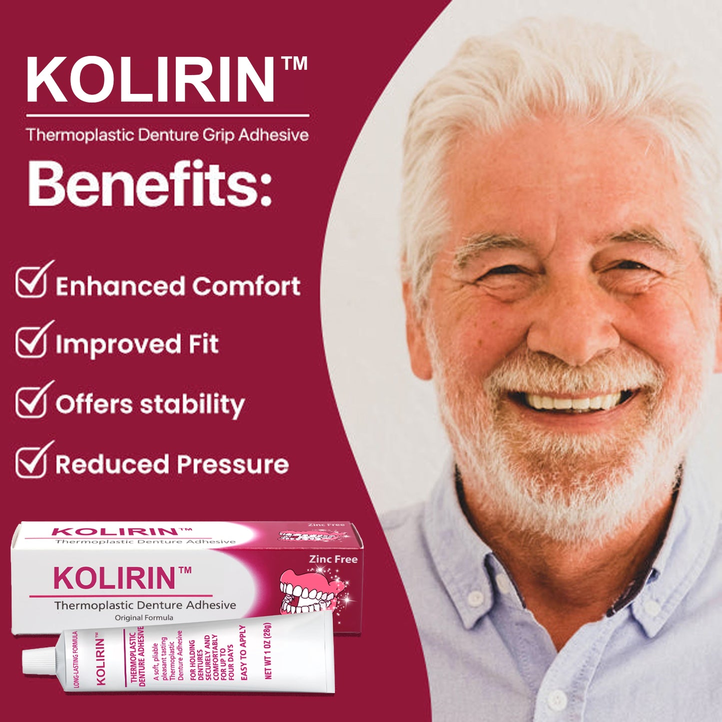 KOLIRIN™ Thermoplastic Denture Grip Adhesive✨ Last Day Sale 🔥🔥