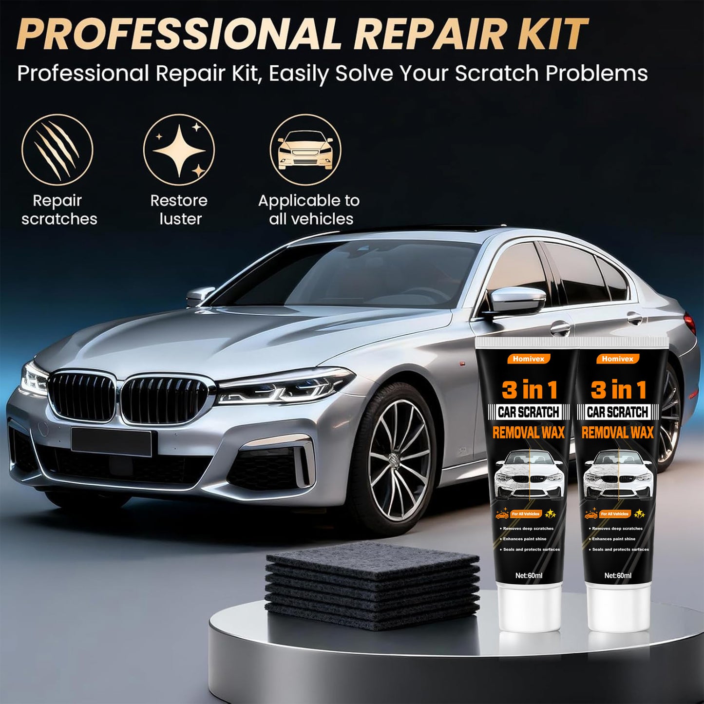 🔥 Hot Sale 70% OFF 🔥 Homivex™ 3 in 1 Car Scratch Remover Wax For All Vehicles