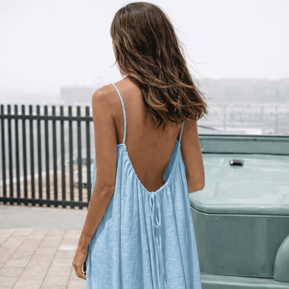 ✨ Adjustable Elegance ✨ Spaghetti Strap Open Back Maxi Dress