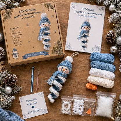🎄 Early Christmas 49% OFF ✨ Crochet Spiral Snowman Ornament Pattern DIY Kit