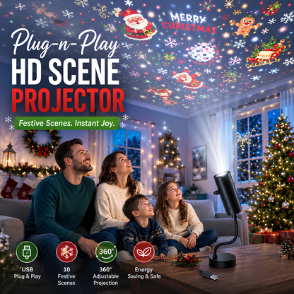 🎄 HOLIDAY SALE 50% OFF 🎃 Plug-n-Play HD Scene Projector ✨