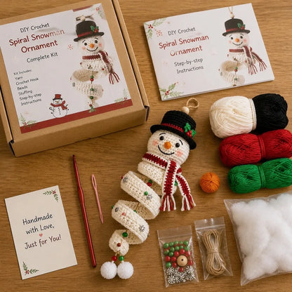 🎄 Early Christmas 49% OFF ✨ Crochet Spiral Snowman Ornament Pattern DIY Kit