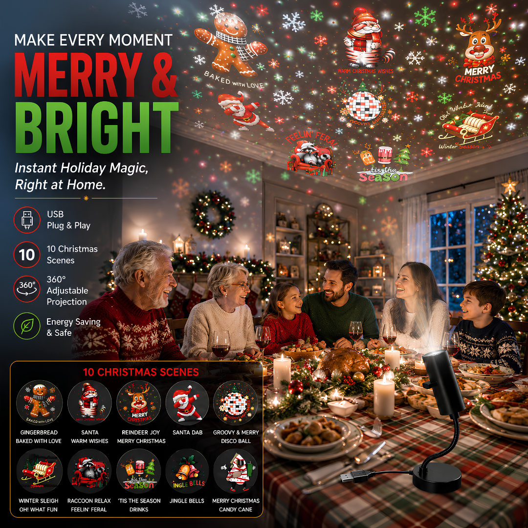🎄 HOLIDAY SALE 50% OFF 🎃 Plug-n-Play HD Scene Projector ✨
