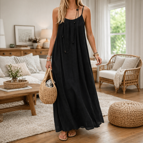 ✨ Adjustable Elegance ✨ Spaghetti Strap Open Back Maxi Dress