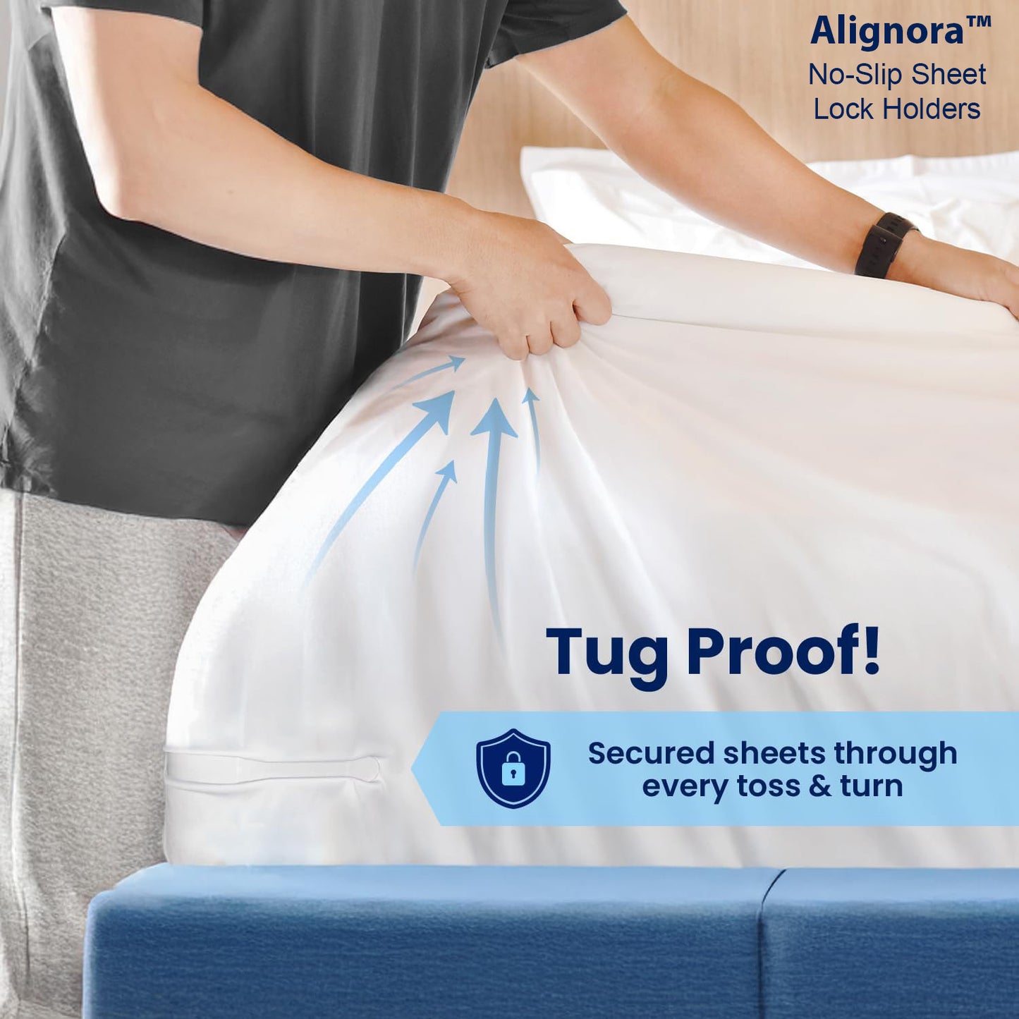 🔥 Flash Sale 70% OFF 🛏️ Alignora™ No-Slip Sheet Lock Holders (4PCs) 🔗 Stops Slipping Instantly