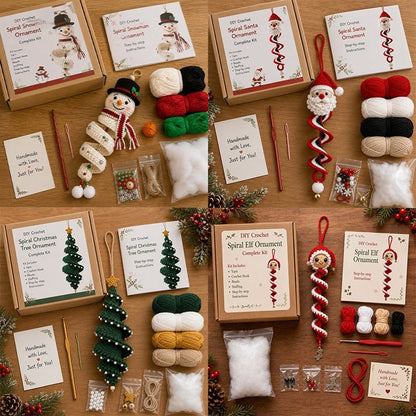 🎄 Early Christmas 49% OFF ✨ Crochet Spiral Snowman Ornament Pattern DIY Kit