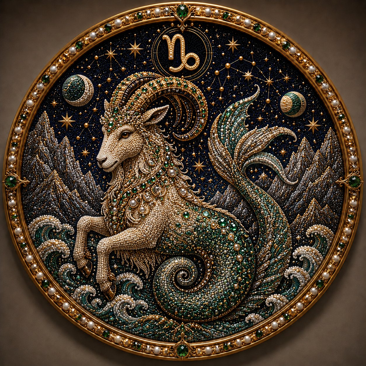 🔥 HOLIDAY SALE 70% OFF ♈ Premium 3D Pearl 12 Zodiac Signs Art Kit | Luxury Flocked Canvas with Fade-Resistant Pearl Beads ♈🌙