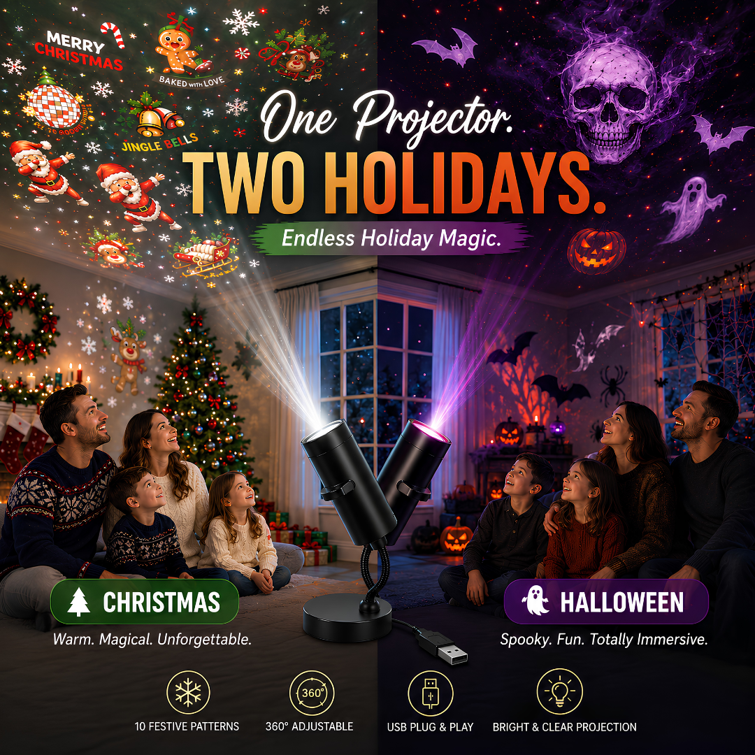🎄 HOLIDAY SALE 50% OFF 🎃 Plug-n-Play HD Scene Projector ✨