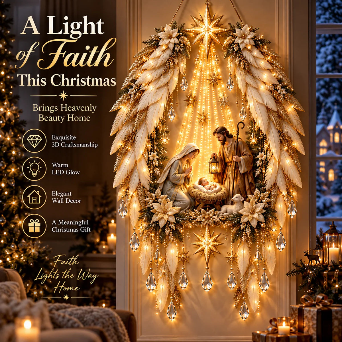 ✨ Early Christmas 49% OFF ✨ 🎄✝️ Bethlehem Star Nativity Wall Light — A Beautiful Symbol of Faith