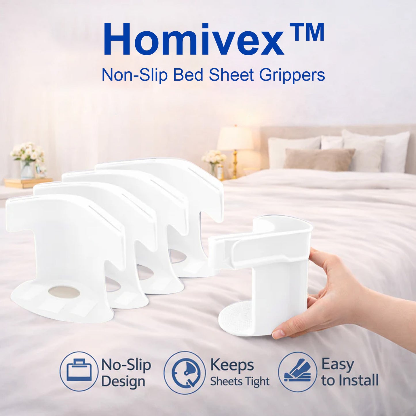 🔥 Hot Sale 70% OFF 🔥 Homivex™ Non-Slip Bed Sheet Grippers (4Pcs)