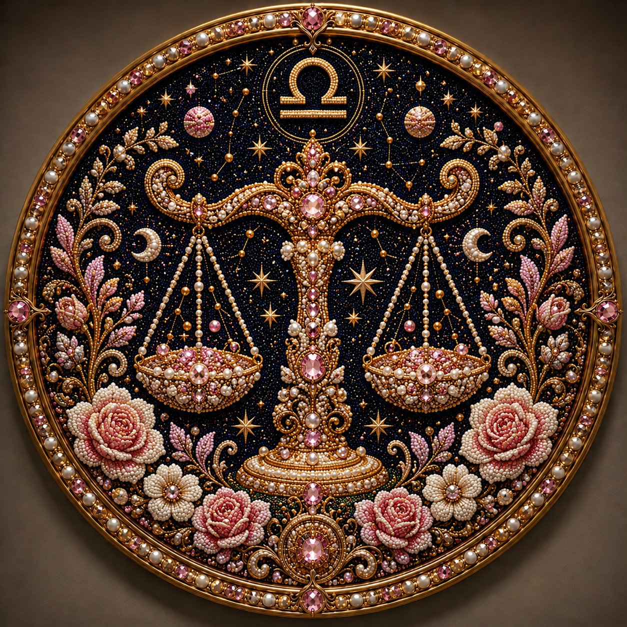 🔥 HOLIDAY SALE 70% OFF ♈ Premium 3D Pearl 12 Zodiac Signs Art Kit | Luxury Flocked Canvas with Fade-Resistant Pearl Beads ♈🌙