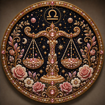 🔥 HOLIDAY SALE 70% OFF ♈ Premium 3D Pearl 12 Zodiac Signs Art Kit | Luxury Flocked Canvas with Fade-Resistant Pearl Beads ♈🌙