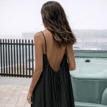 ✨ Adjustable Elegance ✨ Spaghetti Strap Open Back Maxi Dress