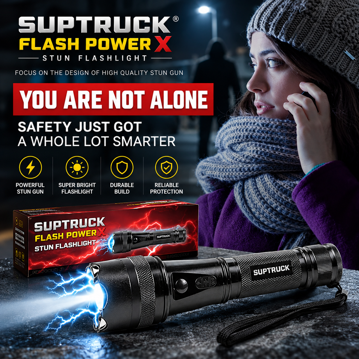💥 2026 Hot Deals 75% OFF ️🔦 SUPTRUCK™ Flash Power X Hi-Tech Flashlight ⚡ Defend with Max Power