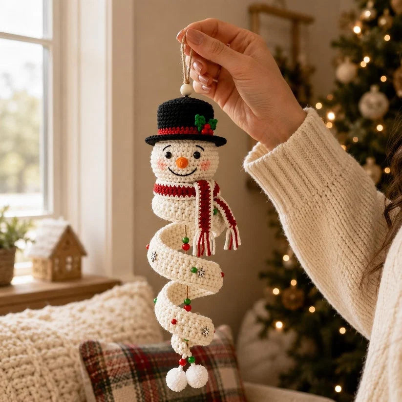 🎄 Early Christmas 49% OFF ✨ Crochet Spiral Snowman Ornament Pattern DIY Kit