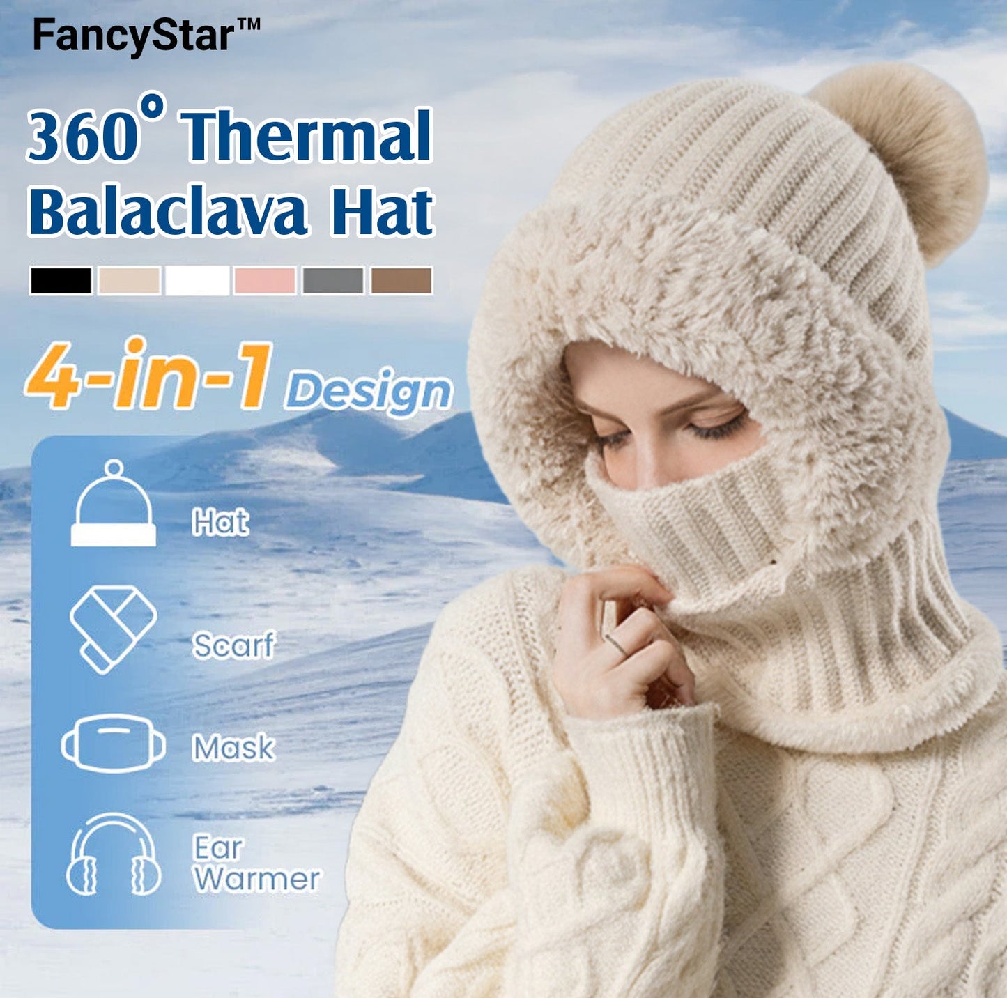 🎄 Early Christmas 70% OFF 🌡️ FancyStar™ 4-in-1 Beanie Winter Hat (Integrated Mask, Neck & Ears Warmer)