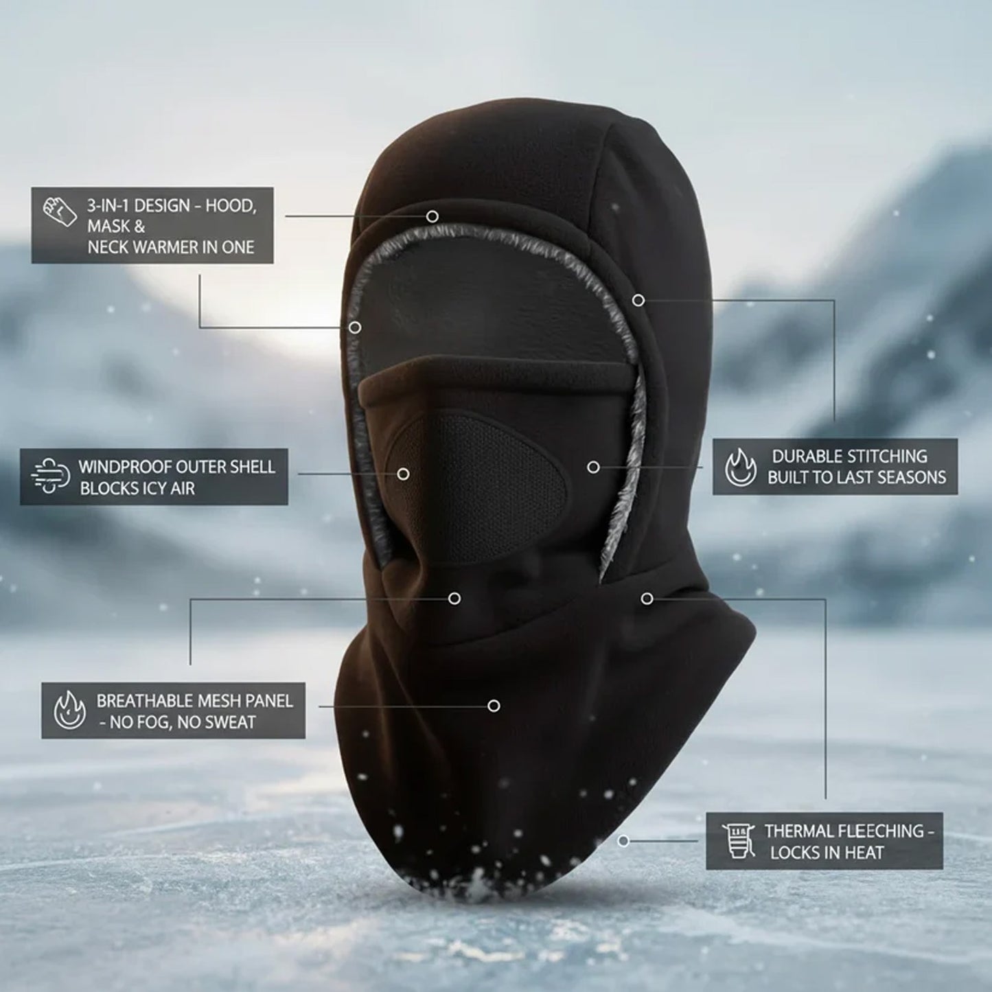 🎄 Christmas Sale 70% OFF ❄️ FancyStar™ 4-in-1 Thermal Balaclava Winter Hat (Mask, Neck & Ears Warmer)