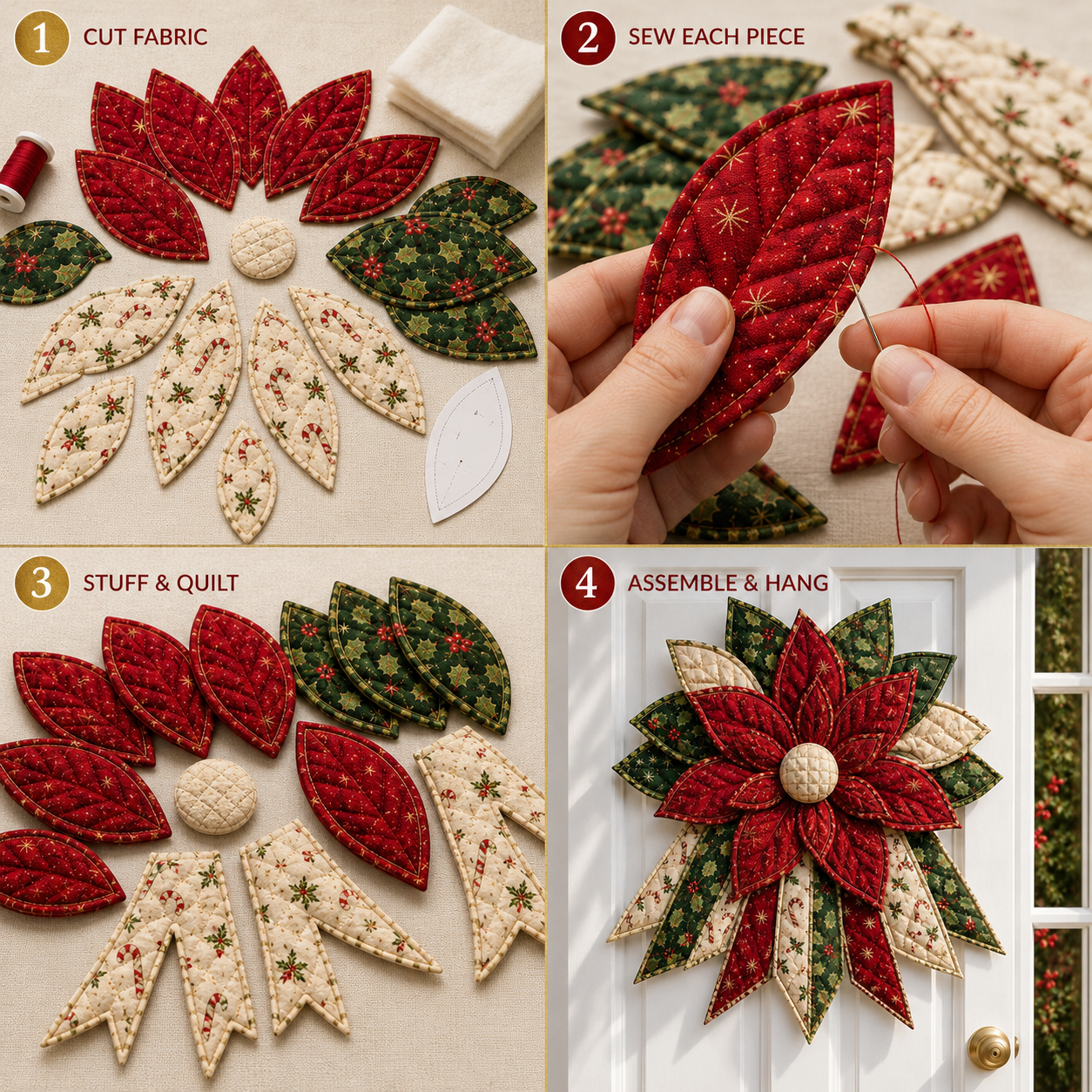 🎄 HOLIDAY 49% OFF ⛄ Festive Quilted Christmas Door Hanging DIY Sewing Kit