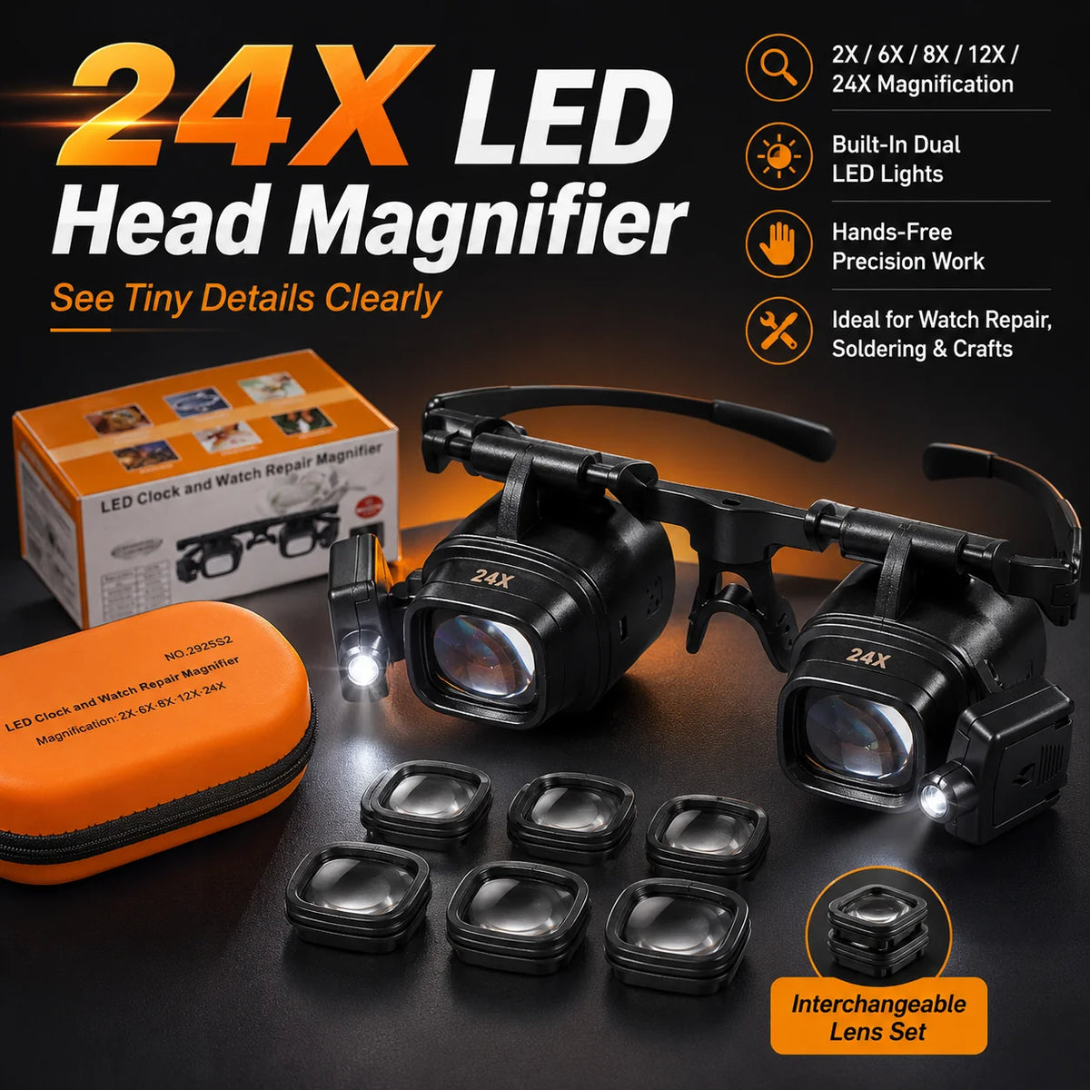 💥 LAST DAY 49% OFF 🔍 24X LED Hands-Free Magnifier for Precision Work 💡
