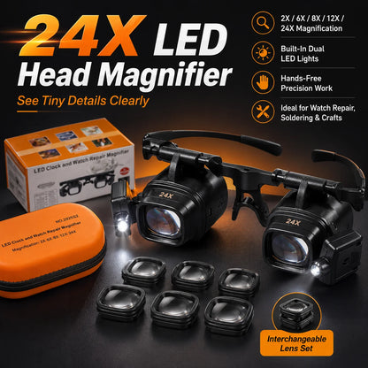 💥 LAST DAY 49% OFF 🔍 24X LED Hands-Free Magnifier for Precision Work 💡