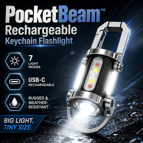 ⏰ TODAY ONLY 49% OFF 🔥 PocketBeam™ Rechargeable Keychain Flashlight