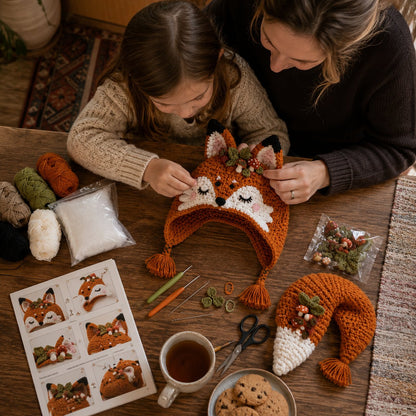 ❄️ EARLY CHRISTMAS SALE 70% OFF 🧶 Animal Hood Hat DIY Crochet Kit for Beginners 🐸