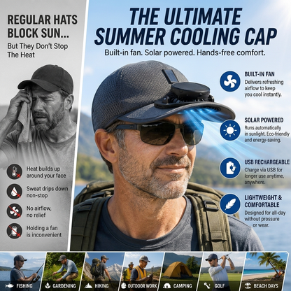 💥 2026 Father's Day 50% OFF ✨ Cooling Hat with Solar Powered Fan UPF 50+ UV Protection