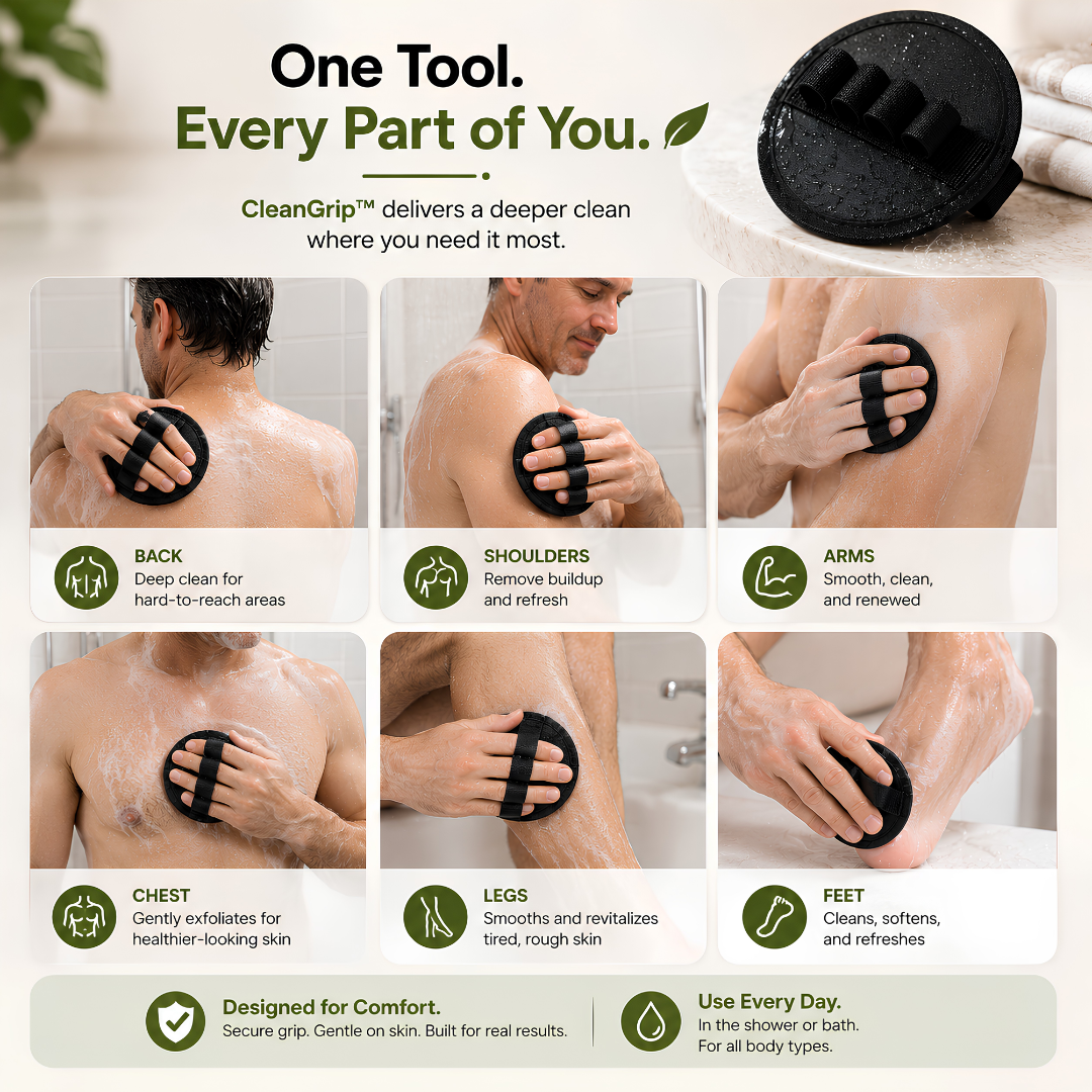 ⏰ LAST DAY SALE 50% OFF 🔥 CleanGrip™ Exfoliating Bath Glove ✨ Deep Clean Without Harsh Scrubbing