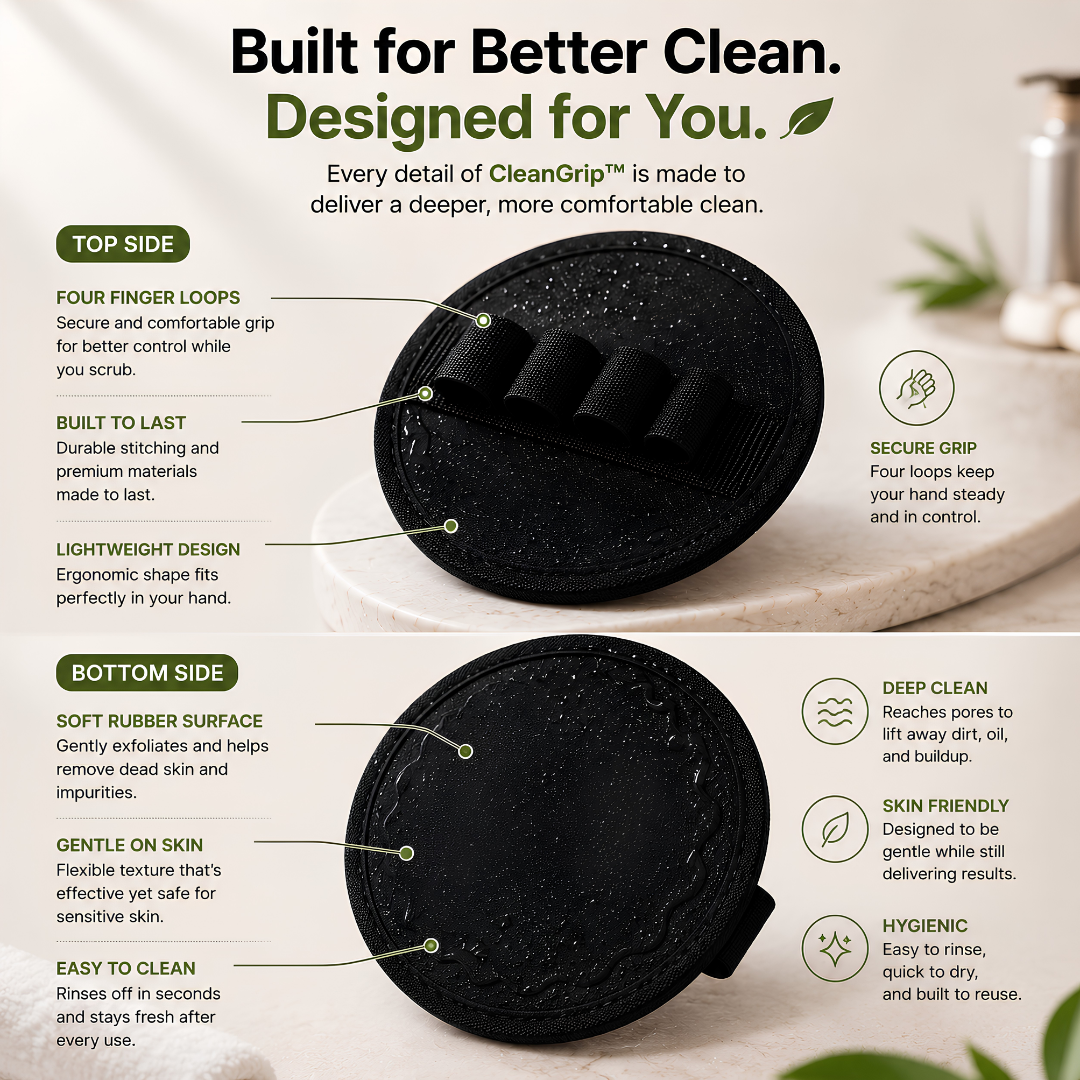 ⏰ LAST DAY SALE 50% OFF 🔥 CleanGrip™ Exfoliating Bath Glove ✨ Deep Clean Without Harsh Scrubbing