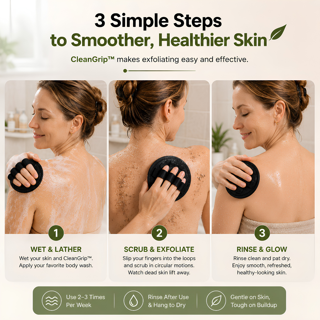 ⏰ LAST DAY SALE 50% OFF 🔥 CleanGrip™ Exfoliating Bath Glove ✨ Deep Clean Without Harsh Scrubbing