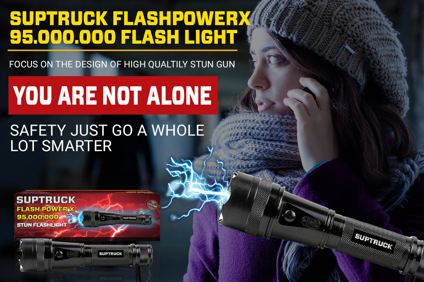 💥 2026 Hot Deals 75% OFF ️🔦 SUPTRUCK™ Flash Power X95 Hi-Tech Flashlight ⚡ Defend with Max Power