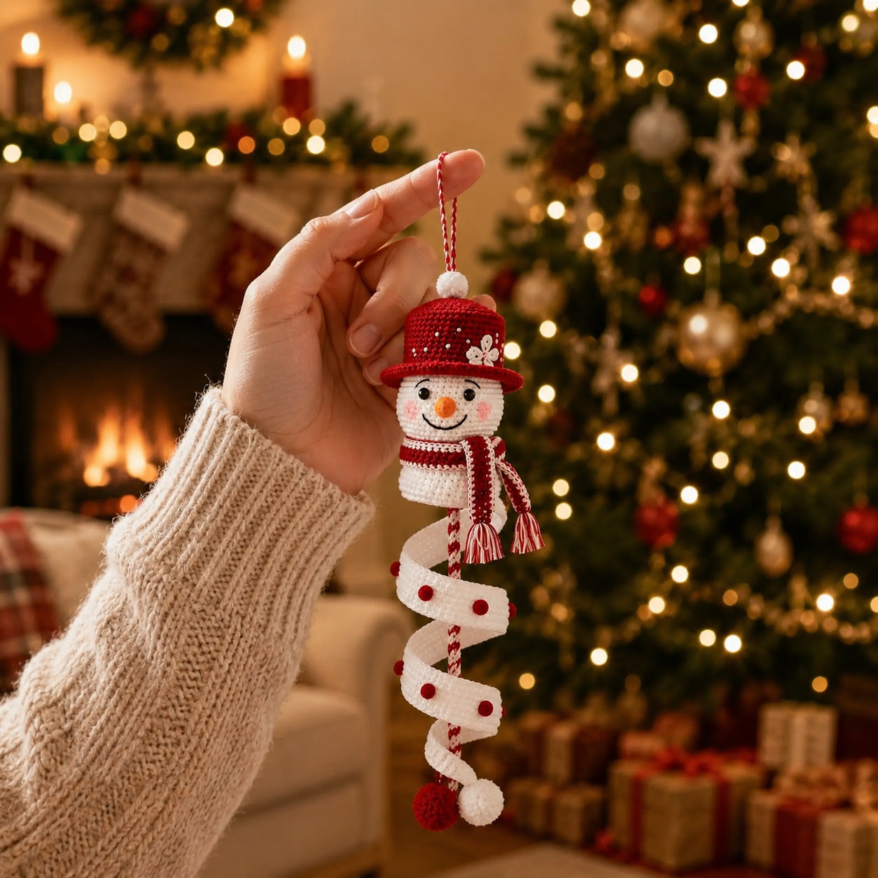 🎄 Early Christmas 49% OFF ✨ Crochet Spiral Snowman Ornament Pattern DIY Kit
