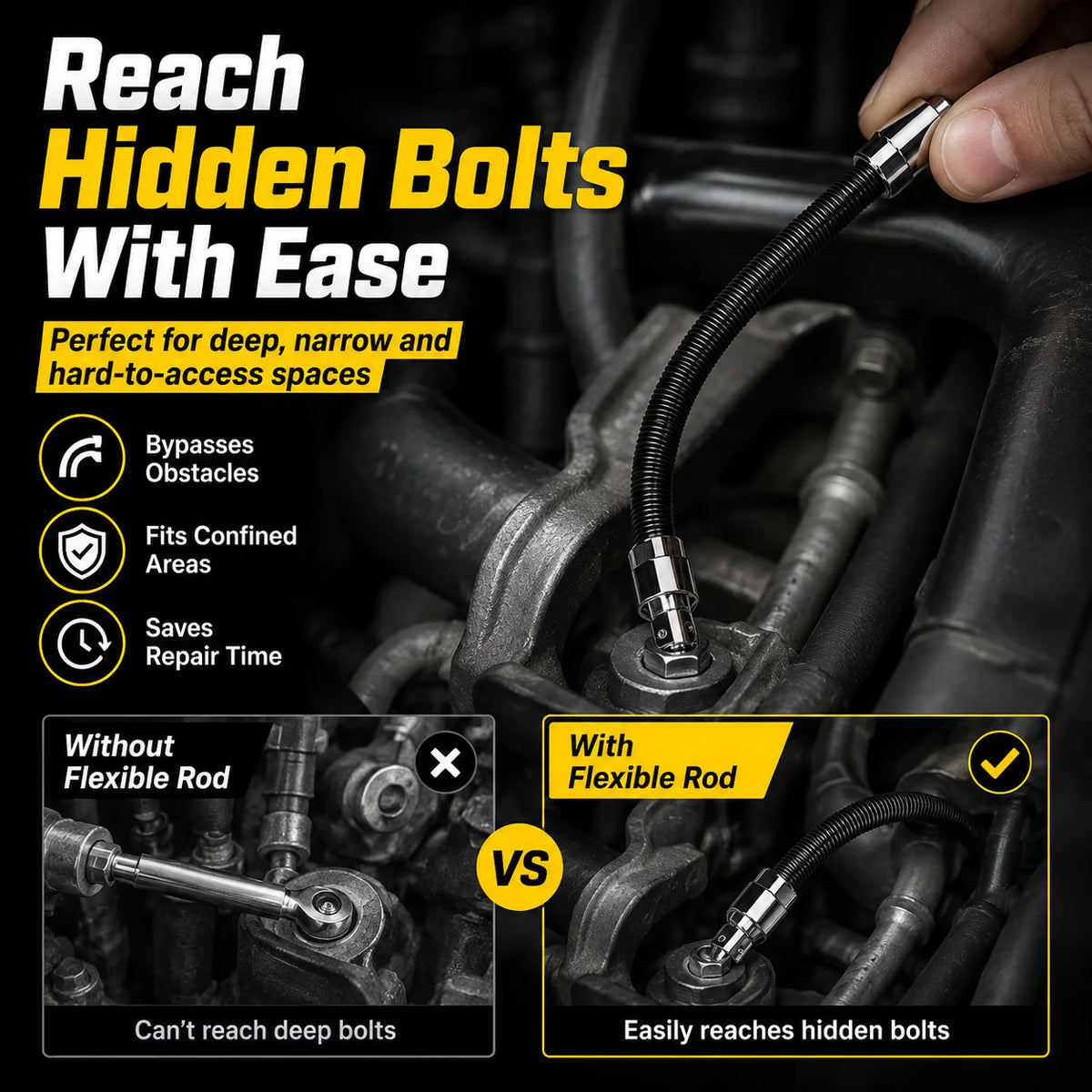 🚗 HOT SALE 49% OFF 🔥 Flexible Socket Extension Rod Tool Set For Tight Spaces