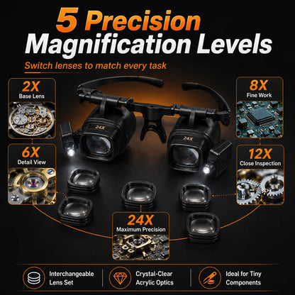 💥 LAST DAY 49% OFF 🔍 24X LED Hands-Free Magnifier for Precision Work 💡