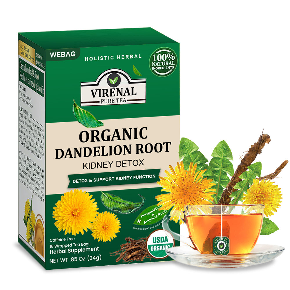 💥 2025 Big Sale 75% OFF ️🍃 VIRENAL WEBAG™ Organic Dandelion Root Kidney Detox Tea 💦 Improve Kidney And Enhance Sexual Function In 2 Weeks 🔥