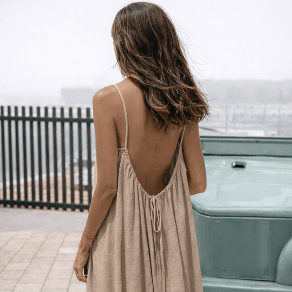 ✨ Adjustable Elegance ✨ Spaghetti Strap Open Back Maxi Dress