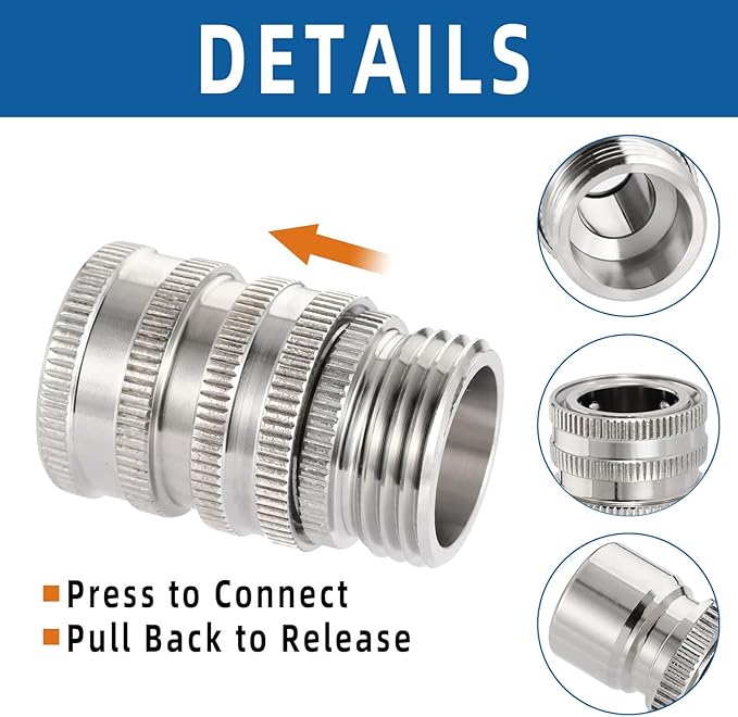 🔥 LAST DAY 49% OFF 💧 Stainless Steel Garden Hose Quick Connect Fittings Set