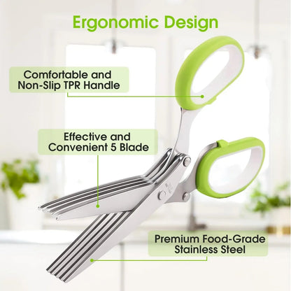 (Limited) ✂️ QuickCut™ 5-Blade Stainless Steel Multipurpose Kitchen Scissors