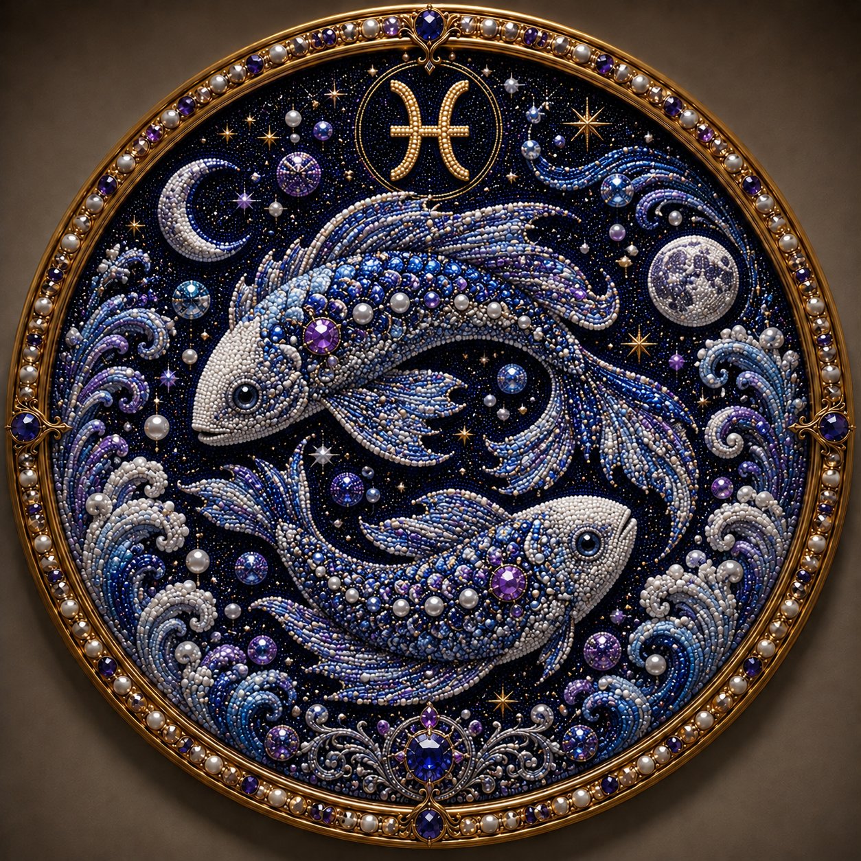 🔥 HOLIDAY SALE 70% OFF ♈ Premium 3D Pearl 12 Zodiac Signs Art Kit | Luxury Flocked Canvas with Fade-Resistant Pearl Beads ♈🌙