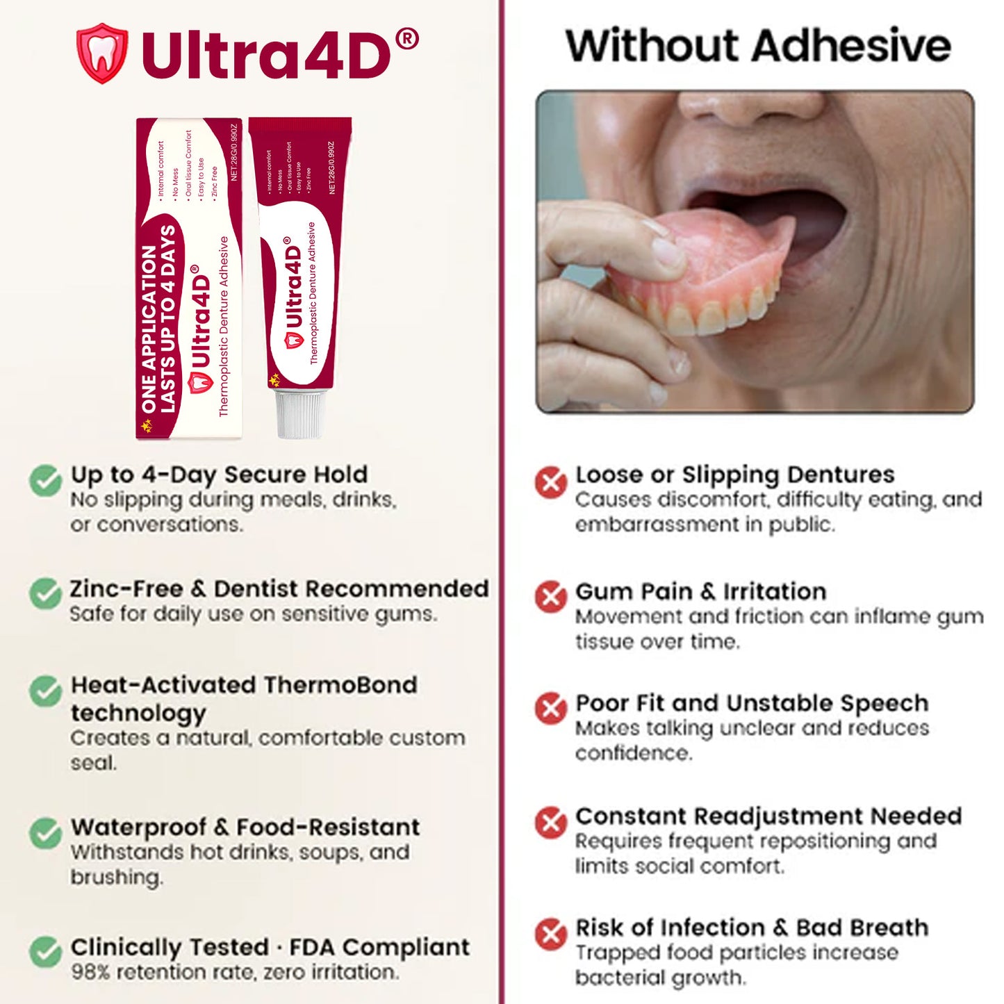 💥 Early Christmas 75% OFF ️🦷 Ultra4D® Thermoplastic Denture Adhesive