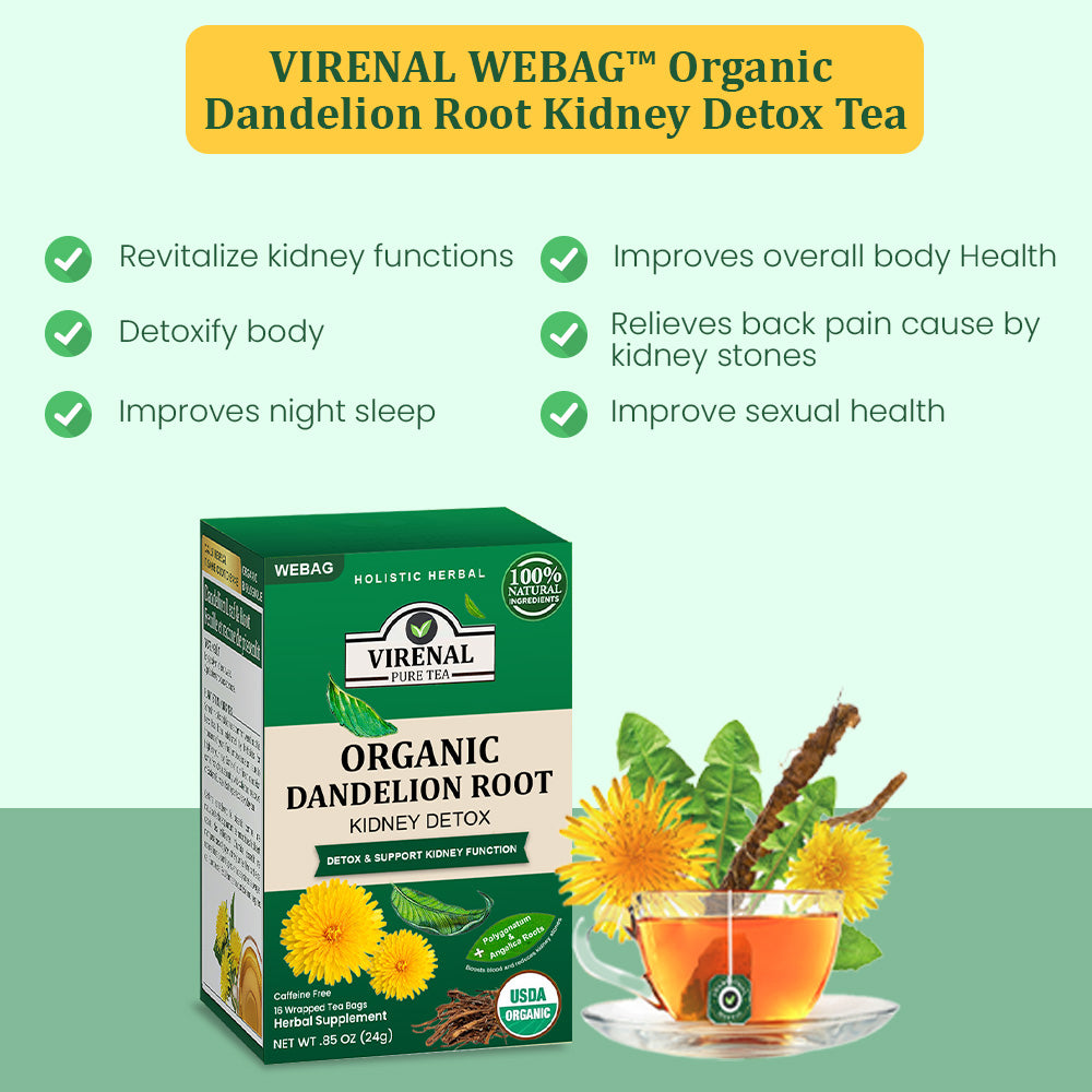 💥 2025 Big Sale 75% OFF ️🍃 VIRENAL WEBAG™ Organic Dandelion Root Kidney Detox Tea 💦 Improve Kidney And Enhance Sexual Function In 2 Weeks 🔥