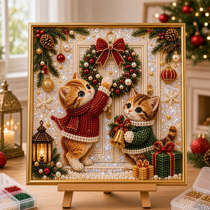 🔥 CHRISTMAS PRE-SALE 49% OFF 😻 5D Cozy Kitten Christmas DIY Pearl Painting Art Kit
